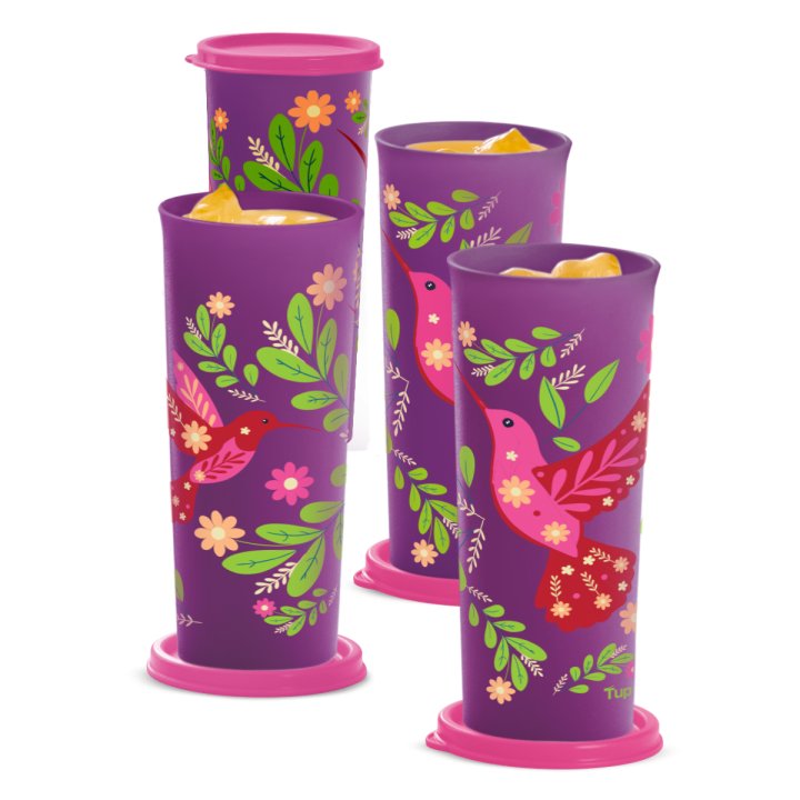 Vasos Maravilla (4) 470 ml c/u Decorados: Colibrí Mexicano