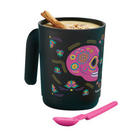 Taza Ilúmina con Cucharita Cuelga Sola Decorada: Calaverita