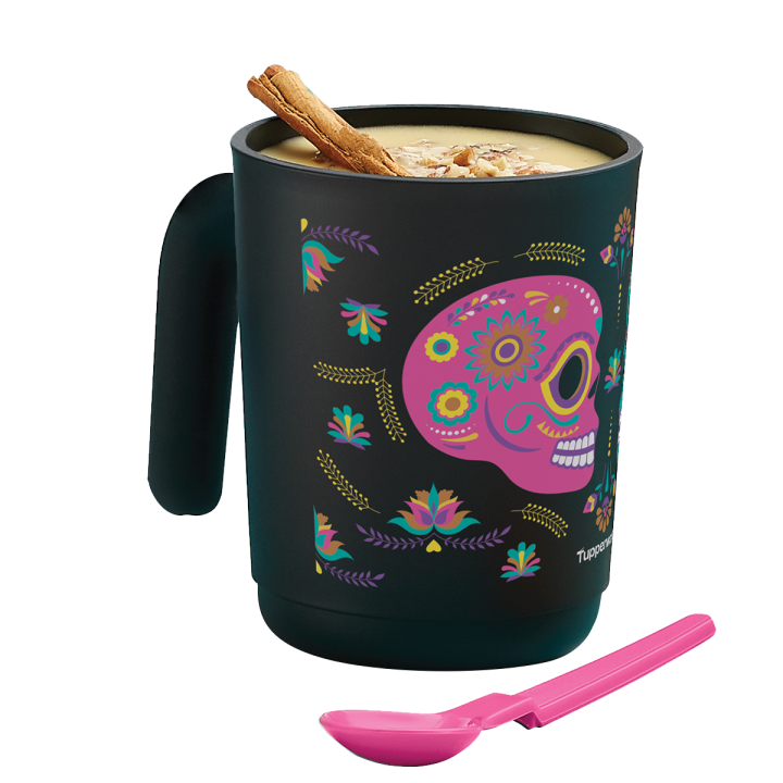 Taza Ilúmina con Cucharita Cuelga Sola Decorada: Calaverita